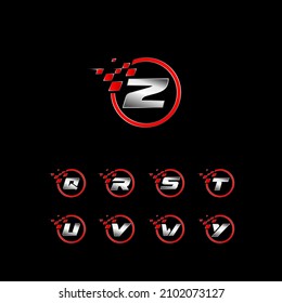 Letters Z,Q,R,S,T,U,V,W,Y with flag start icon design template illustration vector