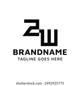 Letras ZW Monogram Logo Set, adecuado para cualquier negocio con iniciales WZ o ZW