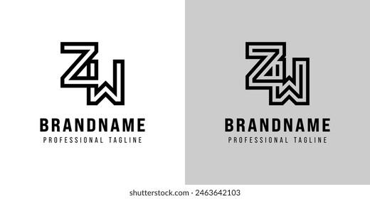 Letras ZW Monogram Logo, adecuado para cualquier negocio con iniciales ZW o WZ