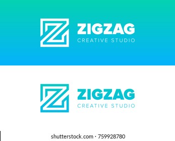 Letters ZZ Logo concept Linear style. Creative Minimal ZZ emblem design template. ZigZag Creative Studio logo design. Graphic Alphabet Symbol for Corporate Business Identity. Vector element