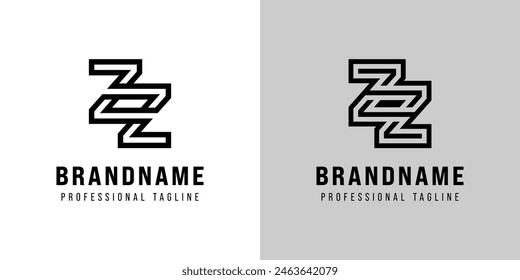 Buchstaben ZZ Monogram Logo, geeignet für jedes Geschäft mit ZZ-Initialen