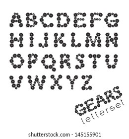 letterset GEARS  Letterset is a set of letters isolated on white background.  This letterset is vector. 