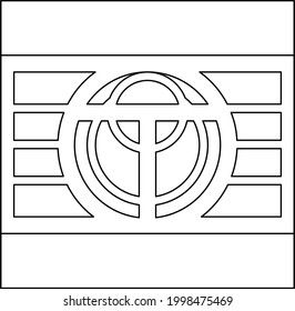 Letter-T inside huge circular and crescent moon vector background 