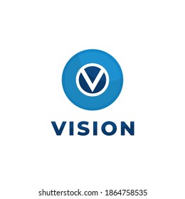 letterV Abstract vision blue logo design Vector