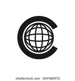 lettet c and globe symbol vector logo.