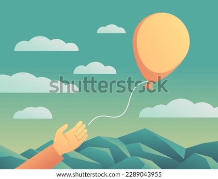 Similar – Image, Stock Photo hold on and let go. a hand on a red balloon