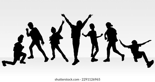 Letting Loose and Dancing Free: Vector Silhouette Illustration of a Joyful Boy Expressing Himself through Dance, Capturing the Euphoria and Emotion of Movement