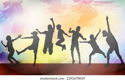 Letting Loose and Dancing Free: Vector Silhouette Illustration of a Joyful Boy Expressing Himself through Dance, Capturing the Euphoria and Emotion of Movement