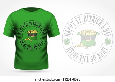 Lettring for Saint Patricks Day on t-shirt. Vector illustration, EPS 10