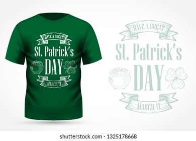 Lettring for Saint Patricks Day on t-shirt. Vector illustration, EPS 10