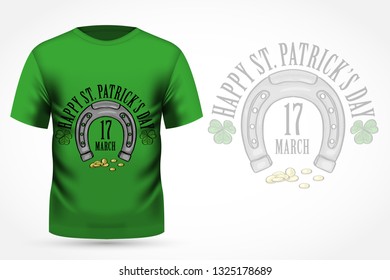 Lettring for Saint Patricks Day on t-shirt. Vector illustration, EPS 10