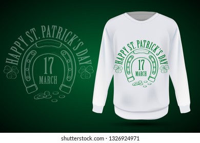 Lettring for Saint Patricks Day on jumper. Vector illustration, EPS 10