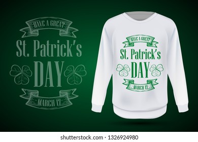Lettring for Saint Patricks Day on jumper. Vector illustration, EPS 10