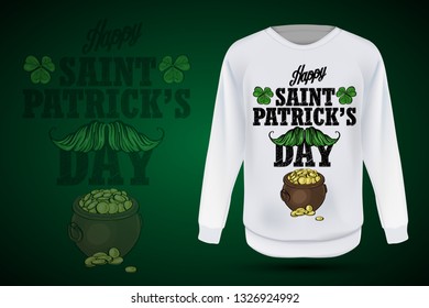 Lettring for Saint Patricks Day on jumper. Vector illustration, EPS 10