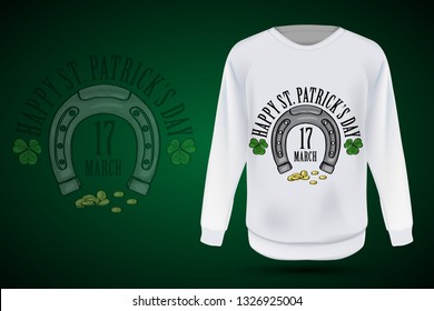 Lettring for Saint Patricks Day on jumper. Vector illustration, EPS 10
