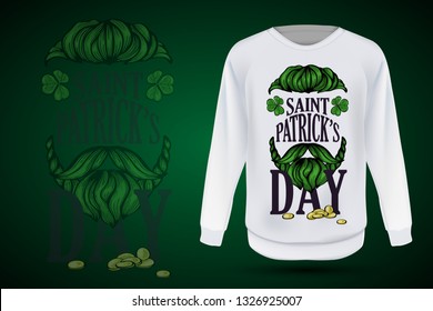 Lettring for Saint Patricks Day on jumper. Vector illustration, EPS 10