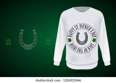 Lettring for Saint Patricks Day on jumper. Vector illustration, EPS 10