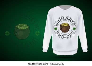 Lettring for Saint Patricks Day on jumper. Vector illustration, EPS 10