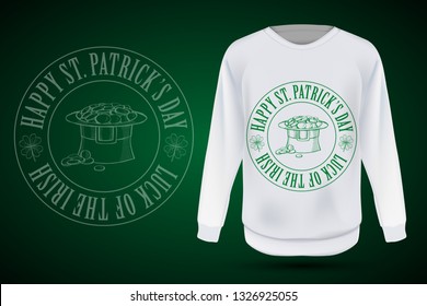 Lettring for Saint Patricks Day on jumper. Vector illustration, EPS 10