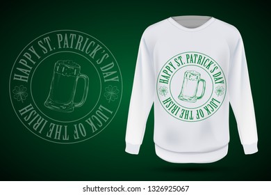 Lettring for Saint Patricks Day on jumper. Vector illustration, EPS 10