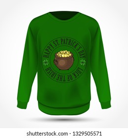 Lettring for Saint Patricks Day on jumper. Vector illustration, EPS 10