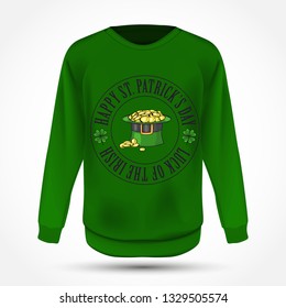 Lettring for Saint Patricks Day on jumper. Vector illustration, EPS 10