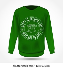Lettring for Saint Patricks Day on jumper. Vector illustration, EPS 10