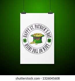 Lettring for Saint Patricks Day. Vector illustration, EPS 10