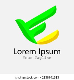 Lettter E. Bird logo design template illustration