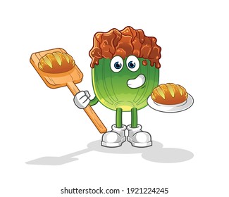 lettuce with bulgogi sauce baker with bread cartoon. cartoon mascot vector