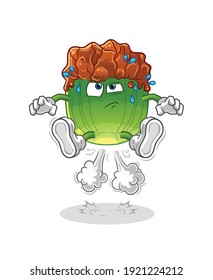 lettuce with bulgogi sauce  fart jumping illustration. character vector