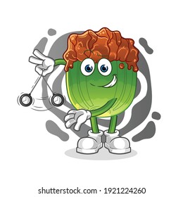 lettuce with bulgogi sauce hypnotizing cartoon. cartoon mascot vector