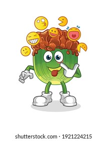 lettuce with bulgogi sauce laugh and mock character. cartoon mascot vector
