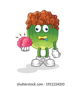 Lettuce With Bulgogi Sauce No Brain Vector. Cartoon Character