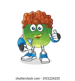 lettuce with bulgogi sauce robot character. cartoon mascot vector
