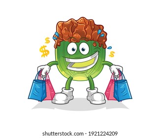 lettuce with bulgogi sauce shoping mascot. cartoon vector