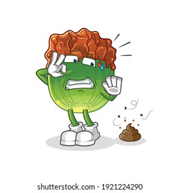 lettuce with bulgogi sauce with stinky waste illustration. character vector