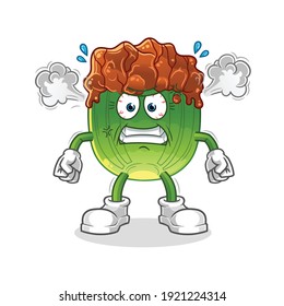 lettuce with bulgogi sauce very angry mascot. cartoon vector