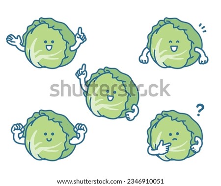 Lettuce character pose set illustration