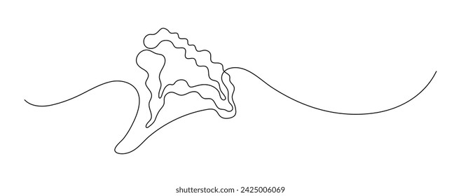 Lettuce. Continuous line drawing. Vegetable frame border doodle.  