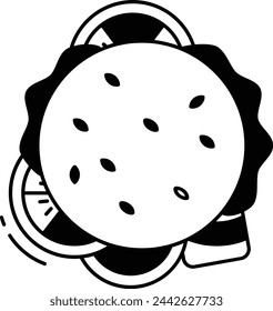 lettuce cucumber bun glyph and line vector illustration