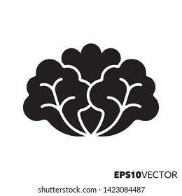 Lettuce head solid black icon. Glyph symbol of leaf vegetable and healthy eating. Fresh food flat vector illustration.