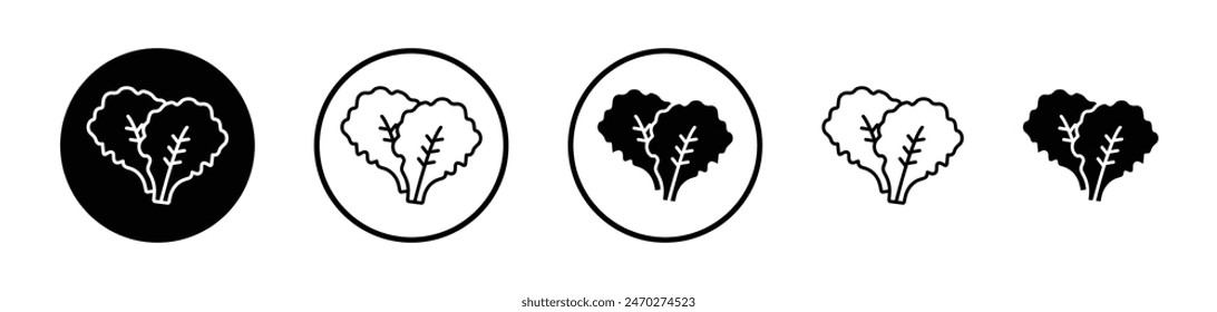 Lettuce icon collection. Cabbage vegetable plant vector icon. Foliage leaves symbol.