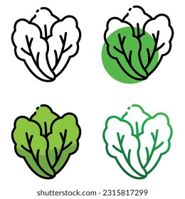 Lettuce icon design in four variation color