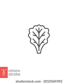 lettuce icon. Salad sign. Organic Leaf Lettuce vegetable logo of healthy symbol for food app and website. Editable stroke. Vector illustration. Design on white background. EPS 10