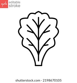 lettuce icon. Salad sign. Organic Leaf Lettuce vegetable logo of healthy symbol for food app and website. Editable stroke. Vector illustration. Design on white background. EPS 10