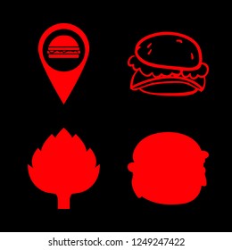 lettuce icon set about burger marker, salad, hamburger and burger vector set