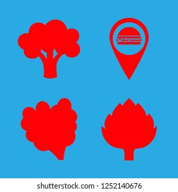 lettuce icon set about salat, salad and burger marker vector set