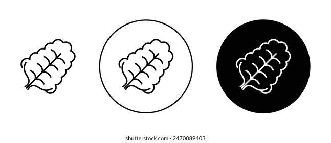 Lettuce icon set. cabbage vegetable plant vector symbol. foliage leaves sign in black filled and outlined style.