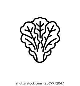 Lettuce icon silhouette on white background. Linear style sign for mobile concept and web design. Lettuce symbol logo illustration.